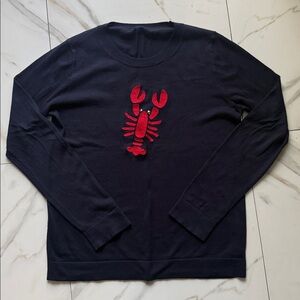 J Crew Navy cotton Shirt with Red Lobster Design